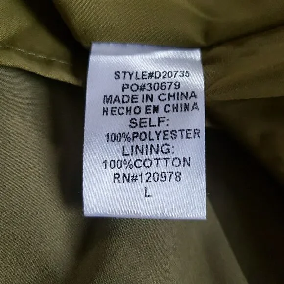 NWT Entro Olive Green Tiered Maxi Dress Sz L Puff Sleeve V-Neck Boho Cottagecore - Picture 9 of 14